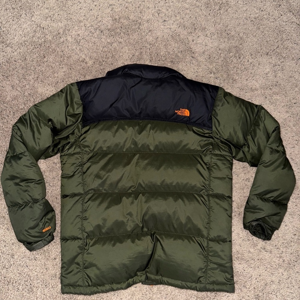 The North Face Olive and Black Puffer Jacket with Orange Accents - Picture 3 of 7